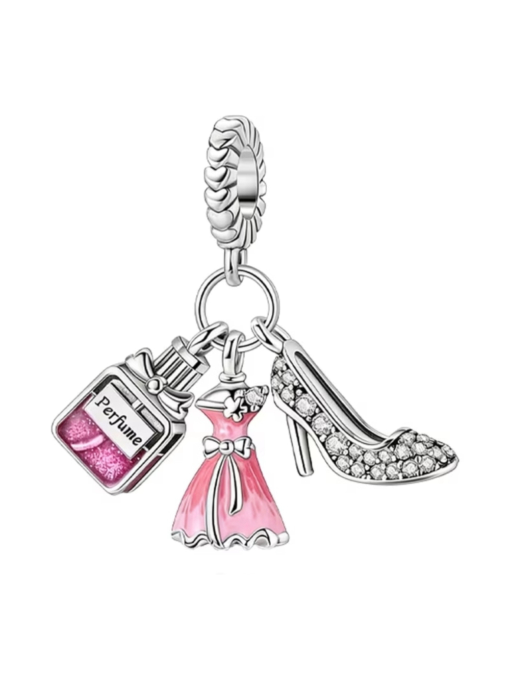 Women's Charm Bracelet Accessory One Size Silver Pink